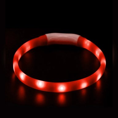COLLAR PERROS LUZ LED LUMINOSO CARGA USB ROJO 35 CM - 2