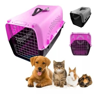 CAJA TRANSPORTADORA PERROS JAULA VENTILACION CACHORROS ROSADO - 1