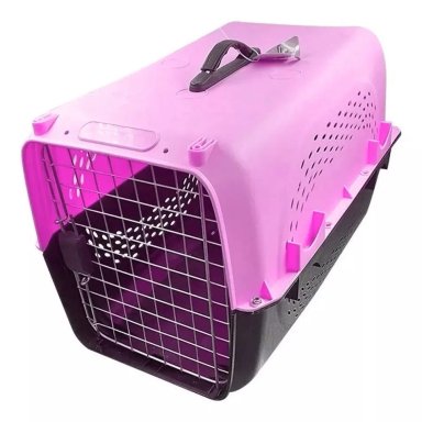 CAJA TRANSPORTADORA PERROS JAULA VENTILACION CACHORROS ROSADO - 2