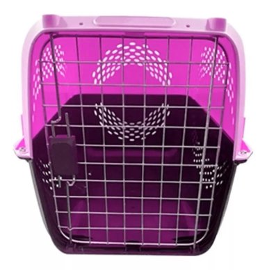 CAJA TRANSPORTADORA PERROS JAULA VENTILACION CACHORROS ROSADO - 3