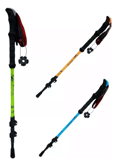 2 BASTÓN TREKKING SENDERISMO CAMPING ACERO CROMADO 3 TRAMOS DURALUMIN 7075 NARANJA - 3