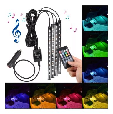 LUZ LED TIRA RGB ATMOSFERA 4 EN 1 LUCES NEÓN AUTO INTERIOR - 1