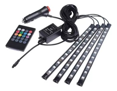 LUZ LED TIRA RGB ATMOSFERA 4 EN 1 LUCES NEÓN AUTO INTERIOR - 2