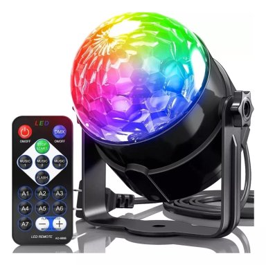 LUCES BOLA LED LÁSER DISCO CON CONTROL REMOTO MULTICOLOR - 1