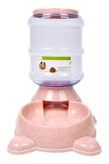 BEBEDERO PERROS GATOS AGUA AUTOMATICO BIDON DISPENSADOR ROSADO - 1