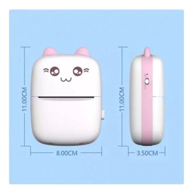 MINI IMPRESORA TÉRMICA PORTÁTIL BLUETOOTH GATITO + 11 ROLLOS ROSA - 3