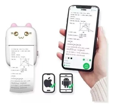MINI IMPRESORA TÉRMICA PORTÁTIL BLUETOOTH GATITO + 11 ROLLOS ROSA - 4