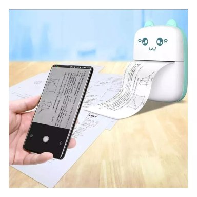MINI IMPRESORA TÉRMICA PORTÁTIL BLUETOOTH GATITO + 11 ROLLOS CELESTE - 2