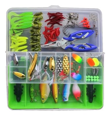 KIT DE 101 PIEZAS DE SEÑUELO CEBO MOSCAS ANZUELOS PARA PESCA - 1