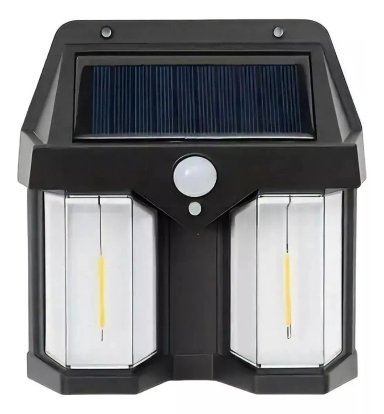 LÁMPARA FAROL SOLAR DOBLE CON SENSOR LUZ CÁLIDA - 2