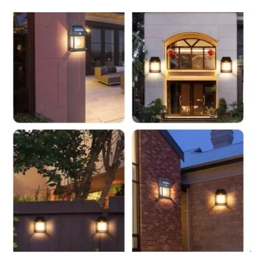 LÁMPARA FAROL SOLAR DOBLE CON SENSOR LUZ CÁLIDA - 4