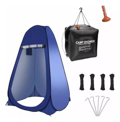 CARPA PARA BAÑO Y DUCHA VESTIDOR PORTÁTIL + DUCHA SOLAR 40L - 1