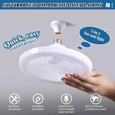 VENTILADOR AMPOLLETA PARA SOQUETE E27 DE TECHO LUZ BLANCO - 2