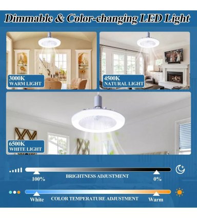 VENTILADOR AMPOLLETA PARA SOQUETE E27 DE TECHO LUZ BLANCO - 4