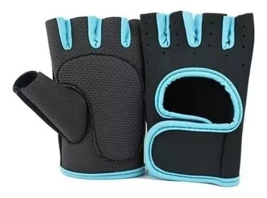 GUANTES DE GIMNASIO EJERCICIO PESAS ENTRENAMIENTO FITNESS CELESTE M - 1