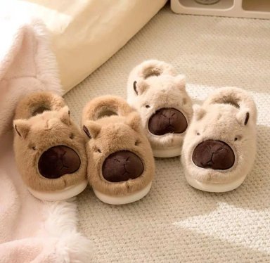 PANTUFLAS NIÑOS CAPIBARA PELUCHE MARRÓN INVIERNO TALLA 38 - 2