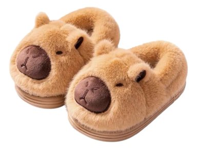 PANTUFLAS NIÑOS CAPIBARA PELUCHE MARRÓN INVIERNO TALLA 39 - 1