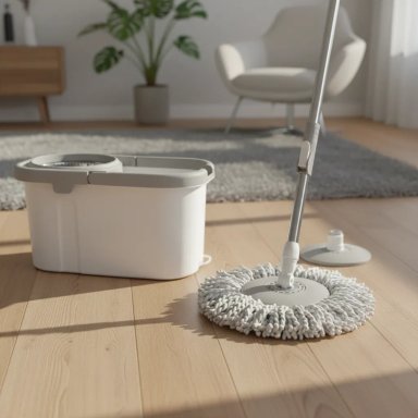 TRAPEADOR GIRATORIO MOPA PARA PISO MOPA GIRATORIO 360° BALDE BLANCO - 2