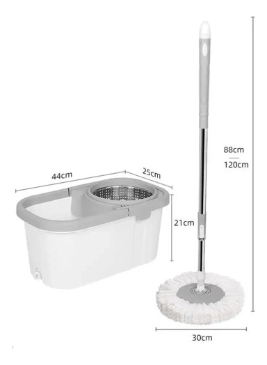 TRAPEADOR GIRATORIO MOPA PARA PISO MOPA GIRATORIO 360° BALDE BLANCO - 3