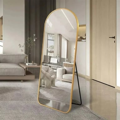 ESPEJO DE SUELO OVALADO CON SOPORTE DE LUJO 160X50CM BEIGE - 2