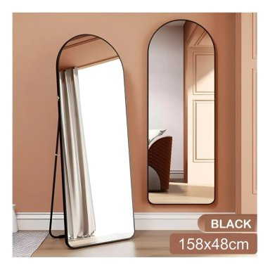 ESPEJO DE SUELO OVALADO CON SOPORTE DE LUJO 160X50CM NEGRO - 2