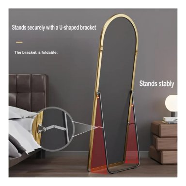 ESPEJO DE SUELO OVALADO CON SOPORTE DE LUJO 160X50CM NEGRO - 4