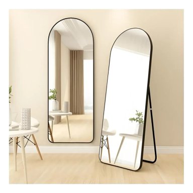 ESPEJO DE SUELO OVALADO CON SOPORTE DE LUJO 160X50CM NEGRO - 5