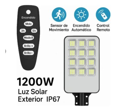 FOCO SOLAR 1200W LED ILUMINACION ALTA POTENCIA EXTERIOR - 4