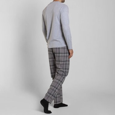 PIJAMA ALGODON MANGA LARGA PANTALON CUADROS HOMBRE MONARCH - 3