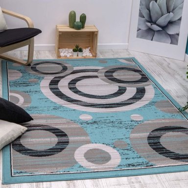 ALFOMBRA MODALFO KASHAN KING CONTEMPORÁNEA MODERNA 501 AZUL 153 X 213 CM - 4