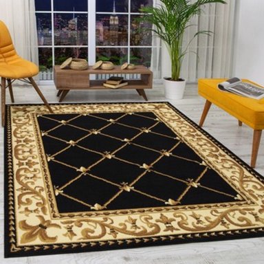 ALFOMBRA MODALFO KASHAN KING CONTEMPORÁNEA MODERNA 503 NEGRA 153 X 213 CM - 4