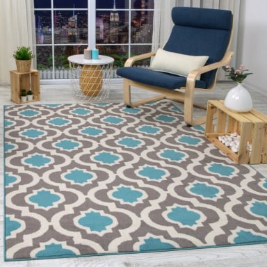 ALFOMBRA MODALFO KASHAN KING CONTEMPORÁNEA MODERNA 505 AZUL 153 X 213 CM - 4