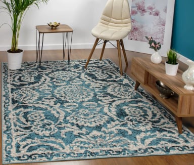 ALFOMBRA MODALFO KASHAN KING CONTEMPORÁNEA MODERNA 506 AZUL 245 X 305 CM - 4