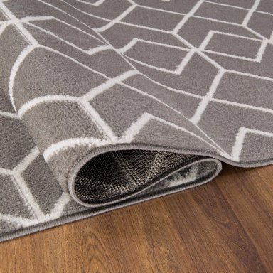 ALFOMBRA MODALFO KASHAN KING CONTEMPORÁNEA MODERNA 507 PASILLO GRIS 60 X 213 CM - 3
