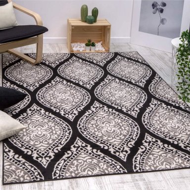 ALFOMBRA MODALFO KASHAN KING CONTEMPORÁNEA MODERNA 512 NEGRA 153 X 213 CM - 4