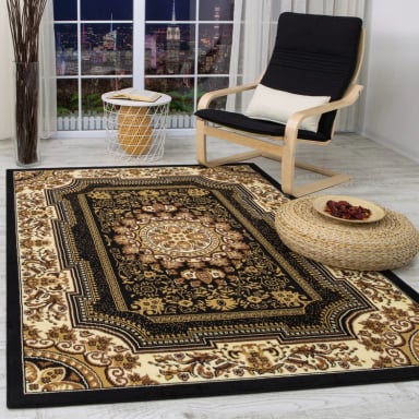 ALFOMBRA MODALFO KASHAN KING CONTEMPORÁNEA MODERNA 4670 NEGRO CREM 200 X 290 CM - 4