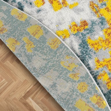 ALFOMBRA MODALFO FLORIDA CONTEMPORÁNEA MODERNA REDONDA AMARILLA 160 X 160 CM - 4