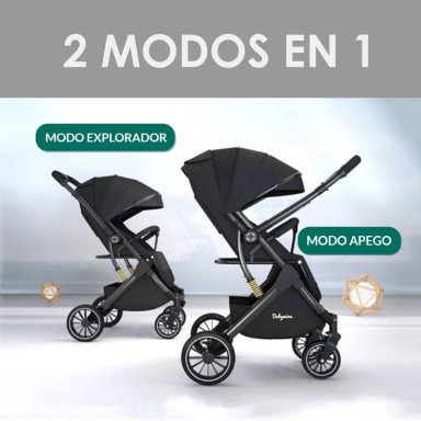 COCHE PASEO BABYMINE WALKY MALETA COMPACTO REVERSIBLE NEGRO - 2