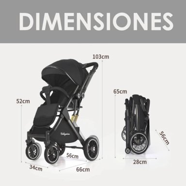 COCHE PASEO BABYMINE WALKY MALETA COMPACTO REVERSIBLE BLANCO - 7