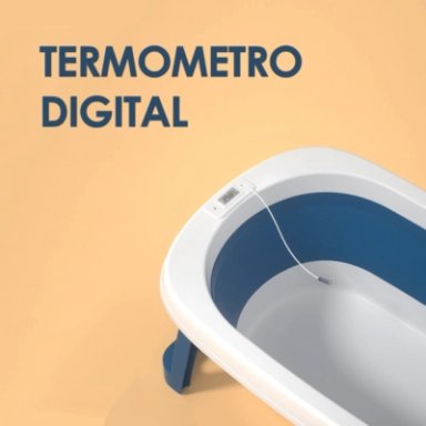 BAÑERA BABYMINE PLEGABLE BEBÉ CON TERMOMETRO Y COJÍN ROJO - 3