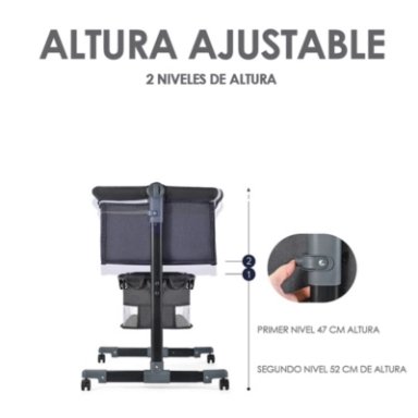 CUNA COLECHO MECEDORA CON RUEDAS GRIS BABYMINE - 7