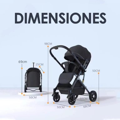 COCHE DE BEBÉ REVERSIBLE MALETA LUXRIDE MINNIE – BABYMINE - 8