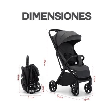 COCHE DE PASEO PLEGADO AUTOMÁTICO S1 NEGRO - 8