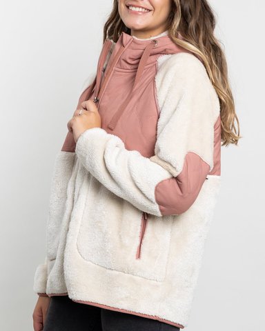 POLERON MUJER POLAR SHAGGY ACOLCHADO CON GORRO POLEMIC - 3
