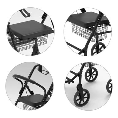 Andador Burrito Ortopedico Con Asiento 4 Ruedas Plegable - 5