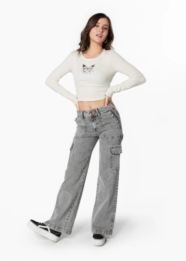 JEANS ALGODÓN MUJER EFESIS GREY NAOS PALAZZO CARGO - 1