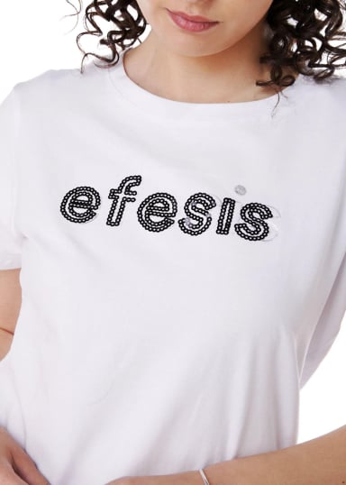 POLERA MILA REGULAR ESTAMPADO Y LENTEJUELAS BLANCO EFESIS - 2