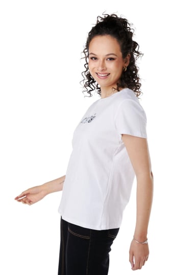 POLERA MILA REGULAR ESTAMPADO Y LENTEJUELAS BLANCO EFESIS - 4