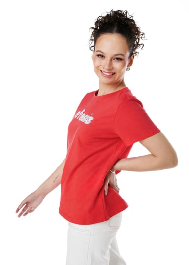 POLERA MILA REGULAR ESTAMPADO Y LENTEJUELAS ROJO EFESIS - 3