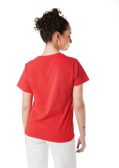 POLERA MILA REGULAR ESTAMPADO Y LENTEJUELAS ROJO EFESIS - 5